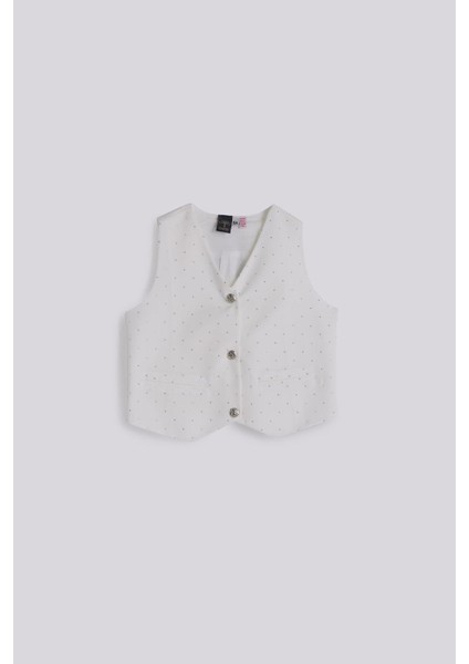 Bg Store Kız Çocuk Beyaz Yelek