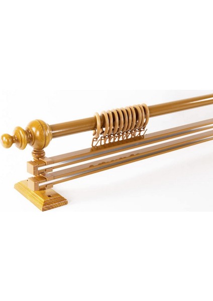 Meşe 250 cm Çiftraylı Rustik Perde Askı Seti (Ahşap Başlık ile Aluminyum Boru ve Ray) modelleri