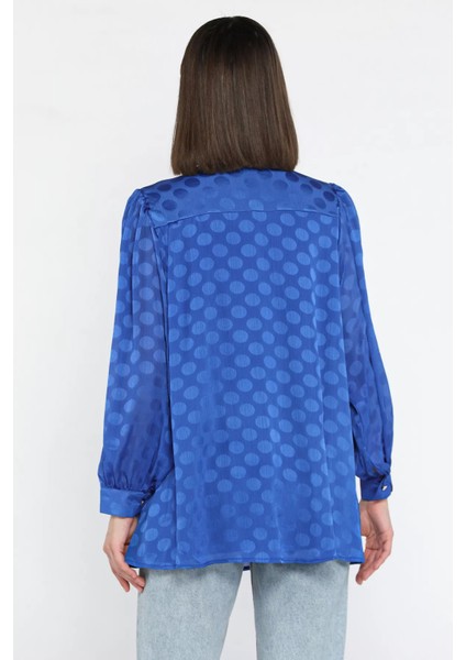 Ön Pile Detaylı Kravat Yaka Puanlı Kadın Astarlı Bluz P-00015804 modelleri