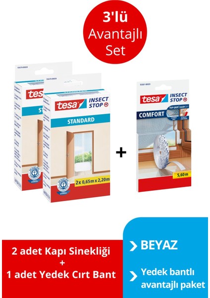 Kapı Sineklik 3'lü Avantajlı Paket Beyaz