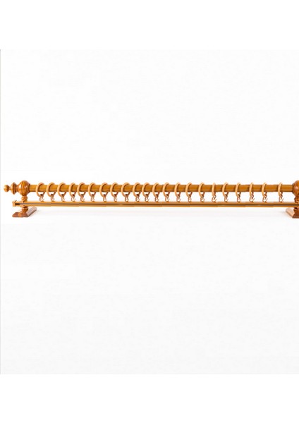 Meşe 125 cm Tekraylı Rustik Perde Askı Seti (Ahşap Başlık ile Aluminyum Boru ve Ray)