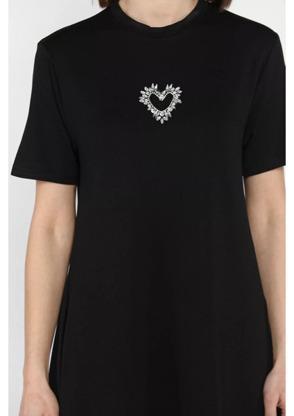 Bisiklet Yaka Taş Detaylı Cepli Kadın Kısa Kol Elbise fırsatları