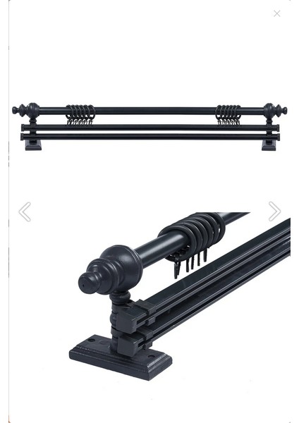 Antrasit 100 cm Çiftraylı Rustik Perde Askı Seti (Ahşap Başlık ile Aluminyum Boru ve Ray) modelleri