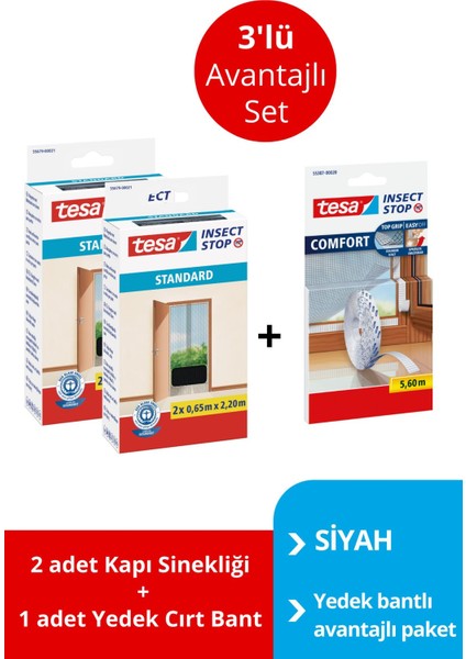 Kapı Sineklik 3'lü Avantajlı Paket Siyah