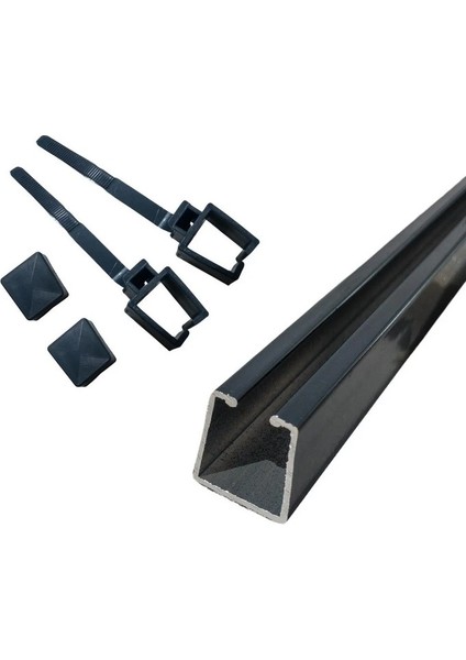 Antrasit 225 cm Ray Rustik Perde Askı Rayı Aluminyum Ray)