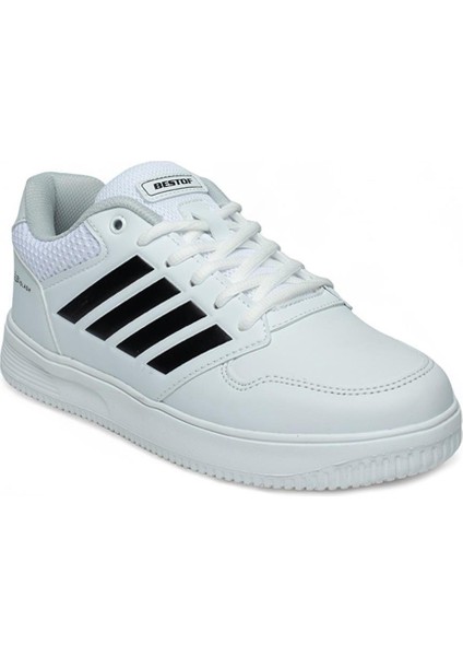 074-25 Deri Slash Anatomik Sneaker Beyaz Siyah 36-40