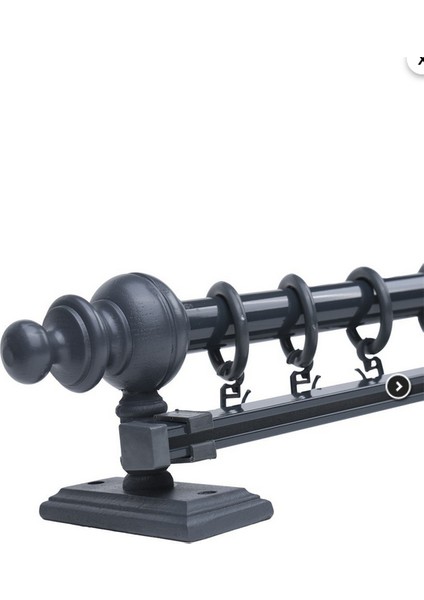 Antrasit 125 cm Tekraylı Rustik Perde Askı Seti (Ahşap Başlık ile Aluminyum Boru ve Ray)
