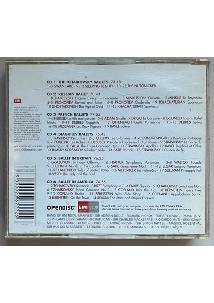 100 Best Ballet 6 CD Set (Orjinal Dönem Baskı Cd)