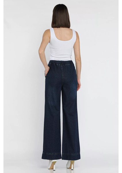 Bel Lastikli Bol Paça Jean Kot Pantolon modelleri