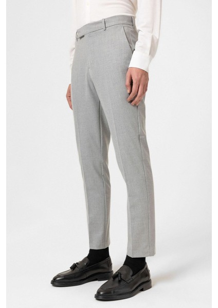 Gri Klasik Yüksek Bel Erkek Pantolon