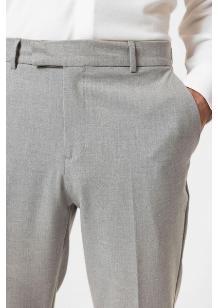 Gri Klasik Yüksek Bel Erkek Pantolon