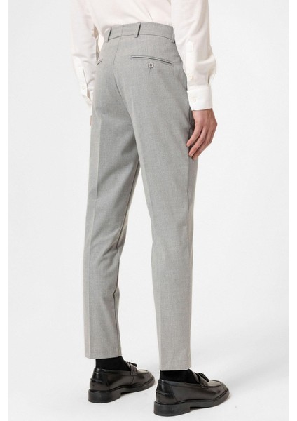 Gri Klasik Yüksek Bel Erkek Pantolon