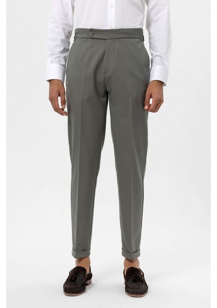 Haki Yüksek Bel Regular Fit Erkek Pantolon