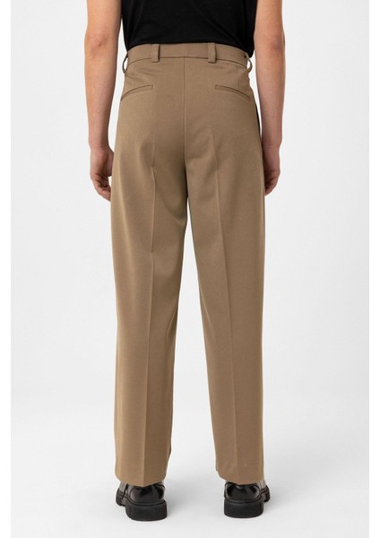 Camel Yüksel Bel Relax Fit Pileli Erkek Pantolon