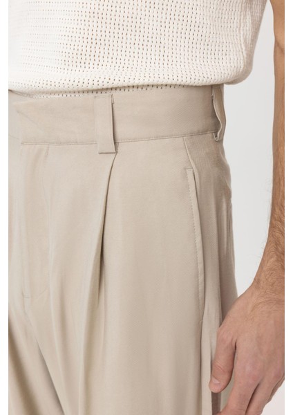 Bej Pileli Baggy Fit Erkek Pantolon indirimleri