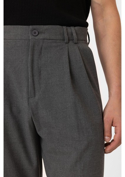 Gri Çift Pileli Baggy Fit Erkek Pantolon fırsatları