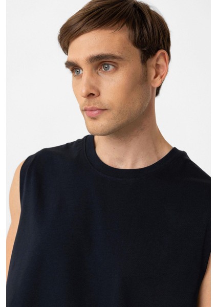 Lacivert Relaxed Fit Erkek Kolsuz T-Shirt modelleri