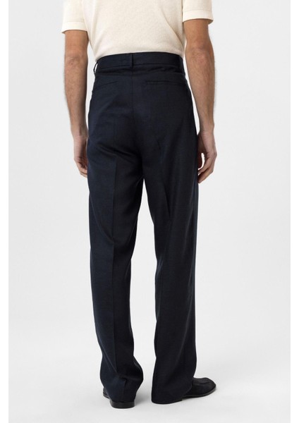 Lacivert Keten Karışımlı Erkek Baggy Pantolon indirimleri