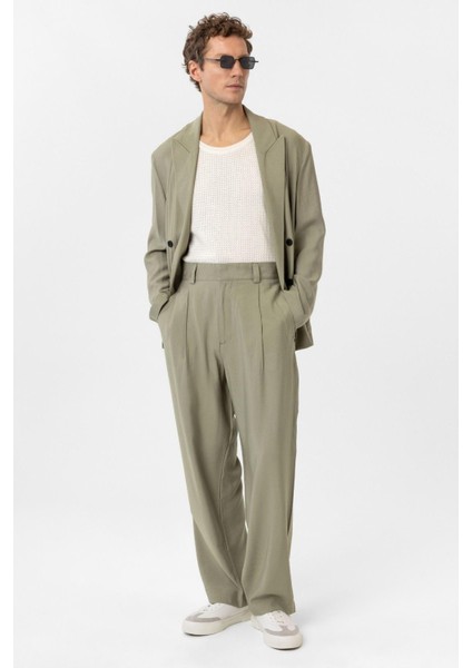 Haki Pileli Baggy Fit Erkek Pantolon modelleri
