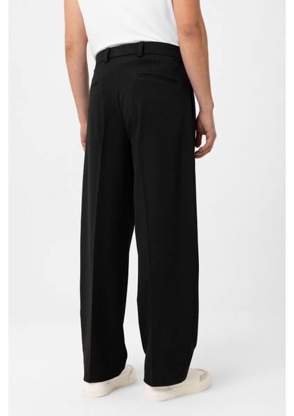 Siyah Yüksel Bel Relax Fit Pileli Erkek Pantolon indirimleri