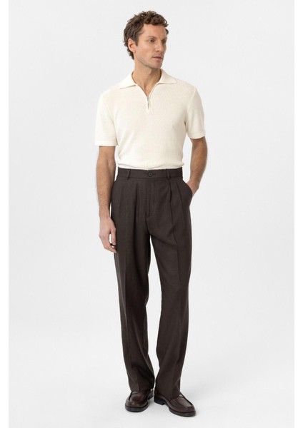 Kahve Keten Karışımlı Erkek Baggy Pantolon fiyatları
