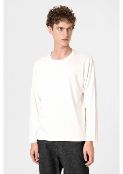 Beyaz Relaxed Fit Basic Erkek T-Shirt fırsatları