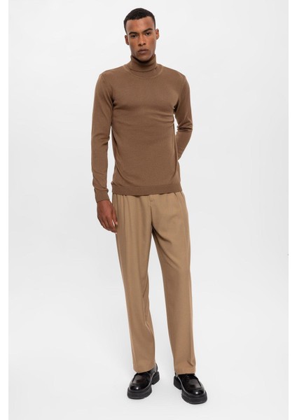 Açık Kahve Tam Boğazlı Erkek Triko fiyatları