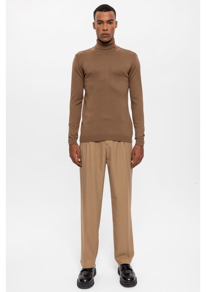 Açık Kahve Tam Boğazlı Erkek Triko fırsatları