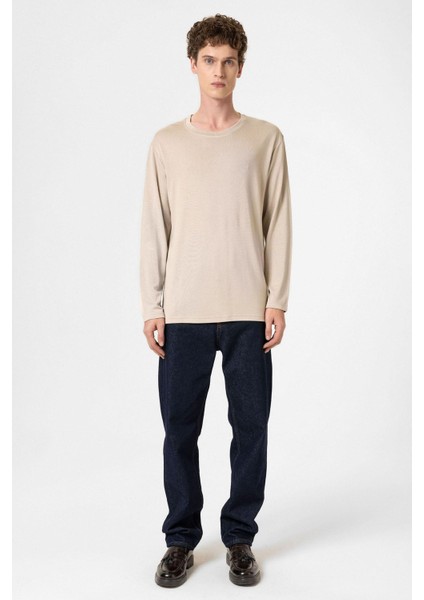 Bej Relaxed Fit Basic Erkek T-Shirt fiyatları