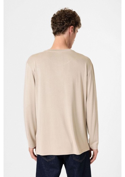 Bej Relaxed Fit Basic Erkek T-Shirt indirimleri