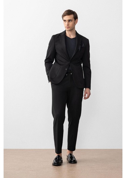 Siyah Slim Fit Comfort Erkek Takım