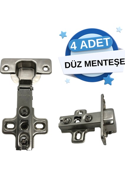 Düz Dolap Menteşesi - 4'lü Set | Dayanıklı & Şık Tasarım