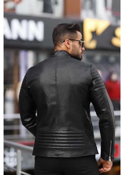 Erkek Siyah Iç Cepli Slim Fit Deri Ceket modelleri