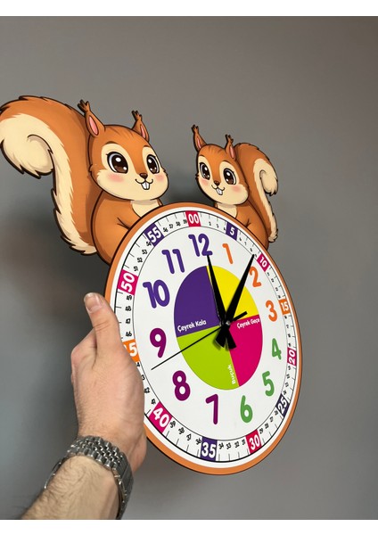Sevimli Sincap Temalı Montessori Çocuk Odası Eğitici Duvar Saati fiyatları