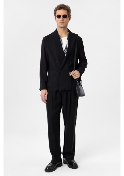 Siyah Relax Fit Diagonel Ince Erkek Blazer Ceket modelleri