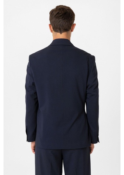 Lacivert Kuşaklı Relax Fit Erkek Blazer Ceket