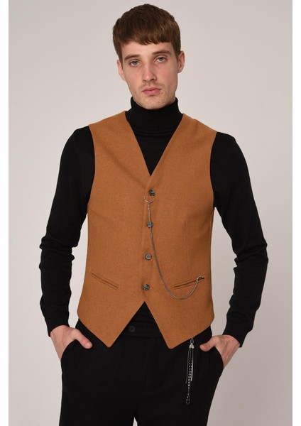 Hardal Slim Fit Erkek Yelek