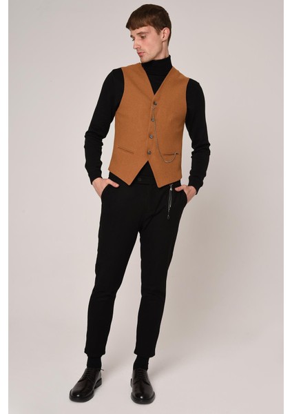 Hardal Slim Fit Erkek Yelek