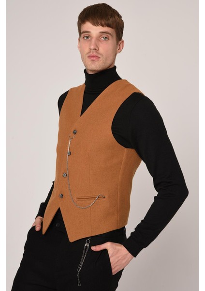 Hardal Slim Fit Erkek Yelek