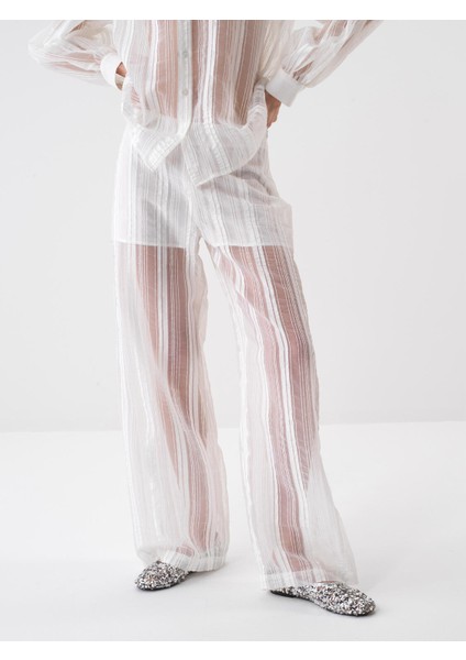 Kadın Beyaz Oversize Pantolon