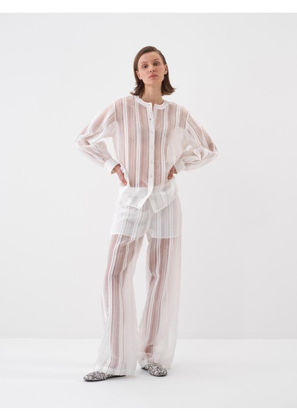 Kadın Beyaz Oversize Pantolon