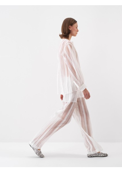 Kadın Beyaz Oversize Pantolon