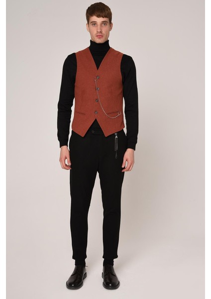 Kiremit Slim Fit Erkek Yelek