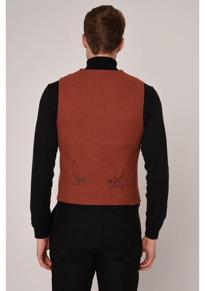 Kiremit Slim Fit Erkek Yelek