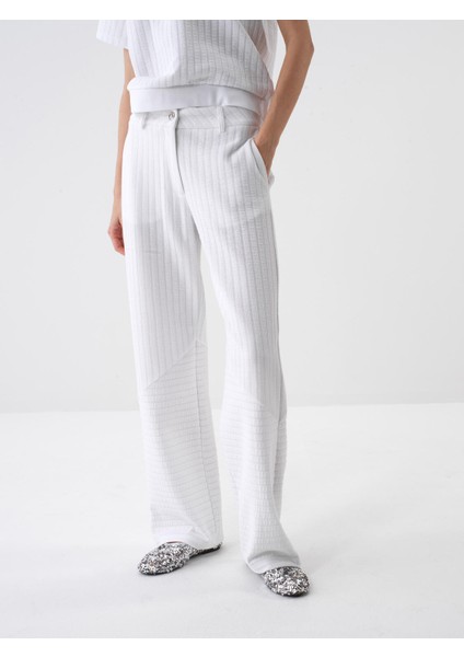 Beyaz Oversize Pamuklu Pantolon