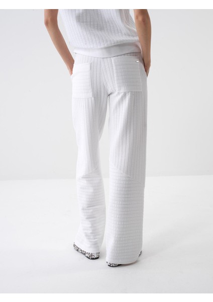 Beyaz Oversize Pamuklu Pantolon
