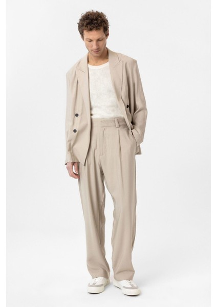 Bej Relax Fit Diagonel Ince Erkek Blazer Ceket modelleri