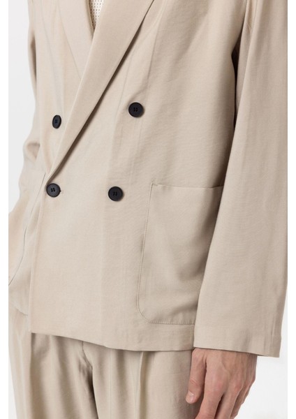 Bej Relax Fit Diagonel Ince Erkek Blazer Ceket fırsatları