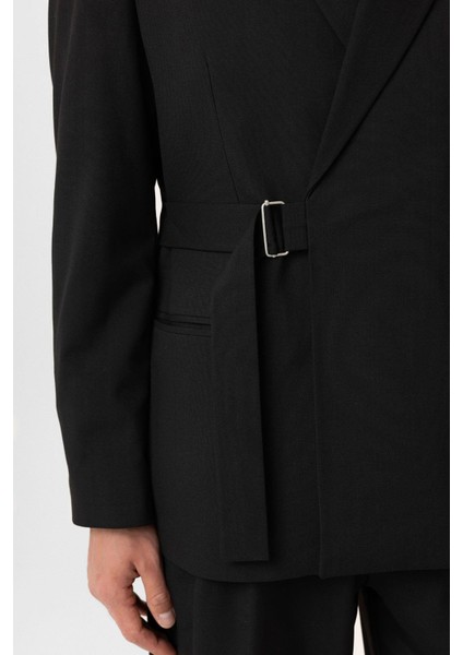 Siyah Kuşaklı Relax Fit Erkek Blazer Ceket modelleri