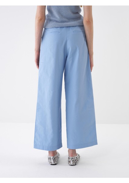 Kadın Mavi Oversize Pamuklu Pantolon